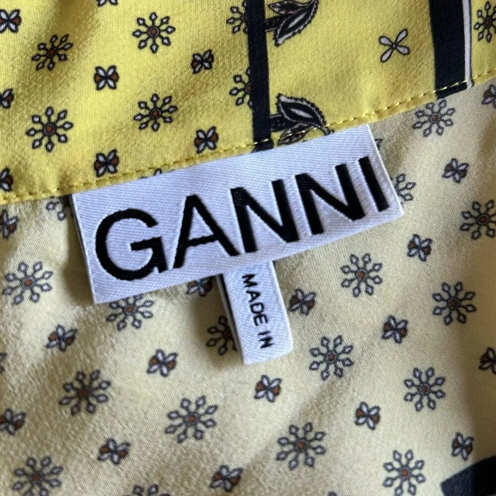 Ganni Silk Mix Maxi Skirt in Minion Yellow ASO Emily in Paris